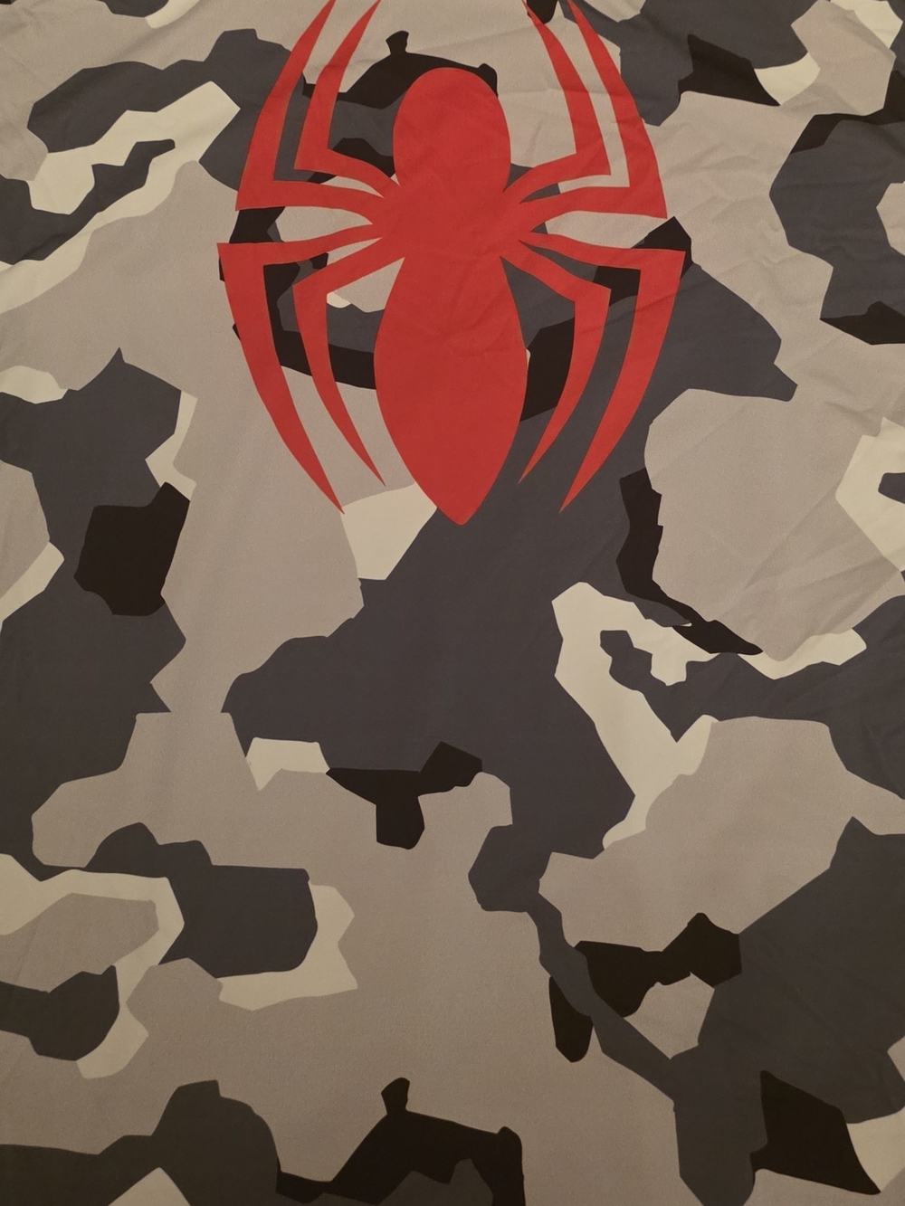 Under Armour Boys Gray Camo Tee with Red Spider Graphic